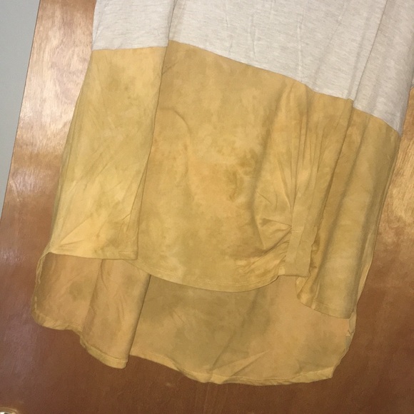 1X Inspired Tan & Mustard Colorblock High-Low Top - Picture 6 of 9